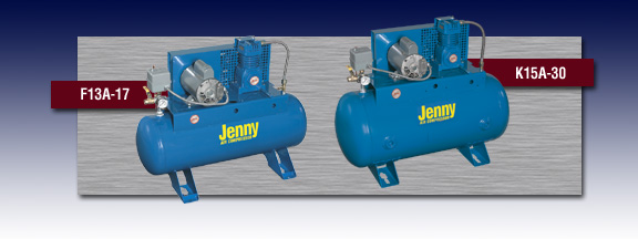 Jenny Single Stage Electric Stationary Air Compressor - Models F34A-17 and K15A-30