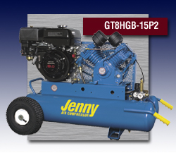 Jenny Two Stage Wheeled Portable Air Compressors - Model GT8HGB-15P2