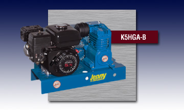 Jenny Base Plate Mounted Gasoline Engine Air Compressor - Model K5HGA-B